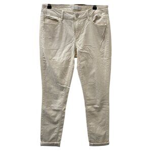 Loft Ann Taylor Corduroy Curvy Skinny  Pants Cuffed Hem Stretch Cream Women's 26